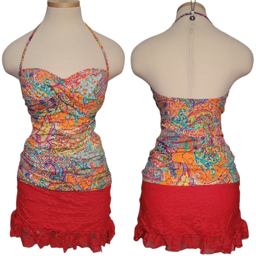 Ralph Lauren Tropical Print Tankini Swim Top